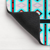 Modern Blauw Diamant Rood Patroon Wit Monogram Muismat (Hoek)