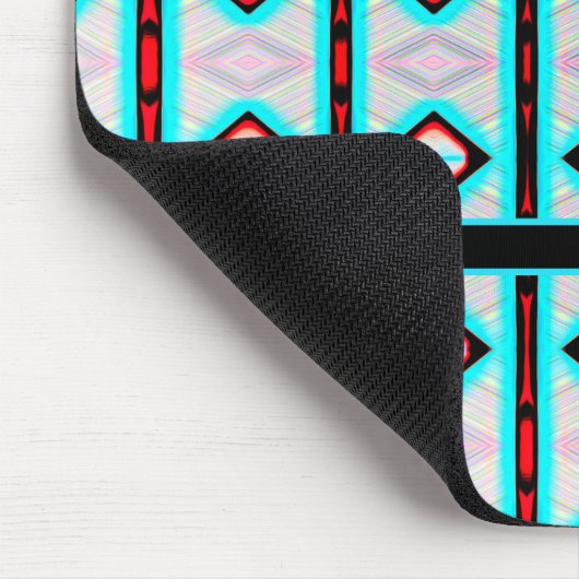 Modern Blauw Diamant Rood Patroon Wit Monogram Muismat (Hoek)