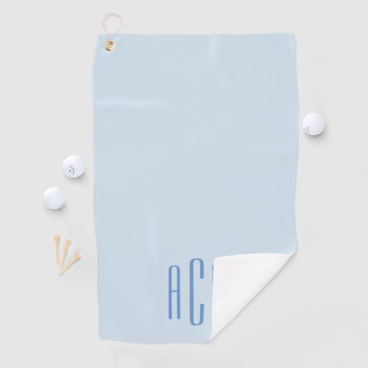 Modern Blauw Drie Lettermonogram Golfhanddoek (Insitu)