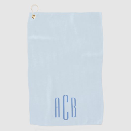 Modern Blauw Drie Lettermonogram Golfhanddoek (Voorkant)