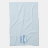 Modern Blauw Drie Lettermonogram Theedoek (Verticaal)