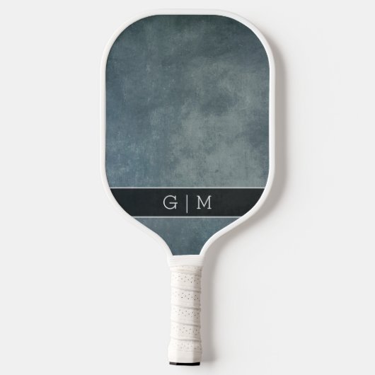 Modern blauw eenvoudig gestructureerd monogram pickleball paddle (Achterkant)