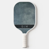Modern blauw eenvoudig gestructureerd monogram pickleball paddle (Voorkant)