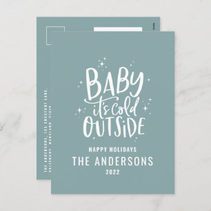 modern blauw elegant script budgetteren feestdagenkaart