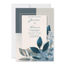 Modern blauw en beige geometrische botanische brui