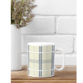 Modern blauw en beige Tartan Plaid Koffiemok