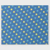 Modern Blauw en Geel Polka Dot Patroon Cadeaupapier (Vlak)