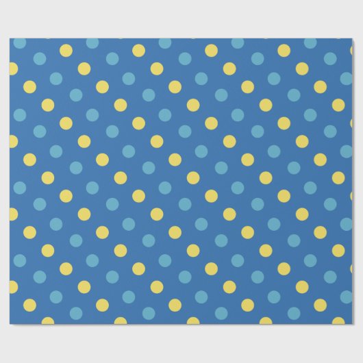 Modern Blauw en Geel Polka Dot Patroon Cadeaupapier (Vlak)