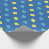 Modern Blauw en Geel Polka Dot Patroon Cadeaupapier (Hoek)