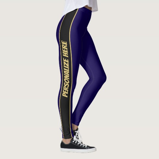 Modern blauw en goud aangepaste tekst leggings (Rechts)