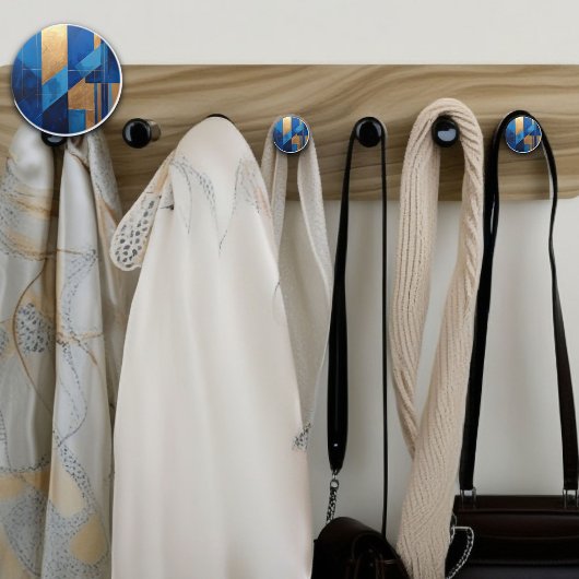 Modern blauw en goud Abstract Keramische Knop