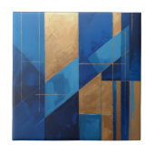 Modern blauw en goud Abstract Tegeltje (Voorkant)