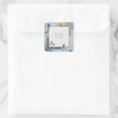 Modern blauw en goud geometrische botanische bruil vierkante sticker (Tas)