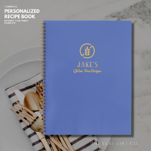 Modern blauw en goud glutenvrij blanco recept boek
