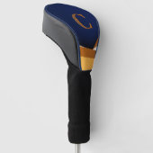 Modern Blauw en Goud Golf Monogram Ontwerp Golfheadcover (Schuin)