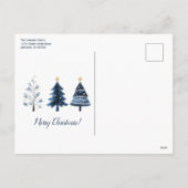 Modern blauw en goud kerstboom open huis feestdagenkaart (Achterkant)