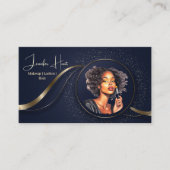 Modern Blauw en goud logo beroep QR code Visitekaartje (Voorkant)