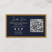 Modern Blauw en goud logo beroep QR code Visitekaartje (Achterkant)