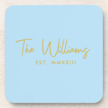 Modern Blauw en Goud Script Vastgestelde datum