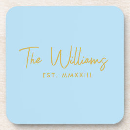 Modern Blauw en Goud Script Vastgestelde datum Bier Onderzetter