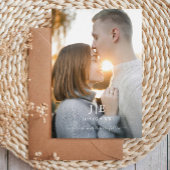 Modern Blauw en Gouden Foto Monogram Sla de Datum Folie Uitnodiging