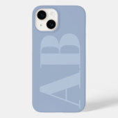 Modern blauw en grijs initiaal Minimal Monogram Ho Case-Mate iPhone Case (Achterkant)