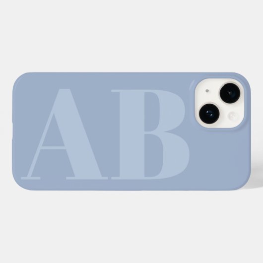 Modern blauw en grijs initiaal Minimal Monogram Ho Case-Mate iPhone Case (Achterkant (horizontaal))