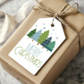 Modern blauw en groen kerstboom cadeau Label Cadeaulabel