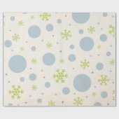 Modern  blauw en groen kerstpatroon cadeaupapier (Vlak)