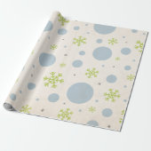 Modern  blauw en groen kerstpatroon cadeaupapier (Uitgerold)