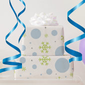 Modern  blauw en groen kerstpatroon cadeaupapier