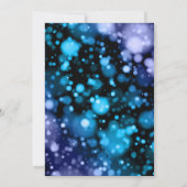 Modern blauw en Paarse Bokeh bruiloft uitnodiging (Achterkant)