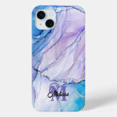 Modern Blauw en Paarse gemarmerde naam Case-Mate iPhone Case (Achterkant)