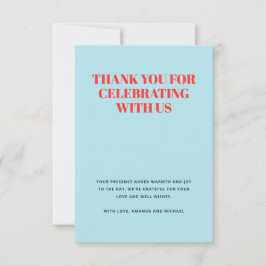 Modern blauw en rood bedankkaart