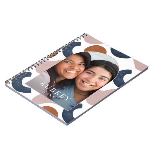 Modern blauw en Roos Abstracte Print Photo Arch Notitieboek (Linkerzijde)