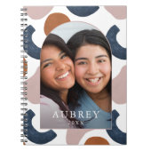 Modern blauw en Roos Abstracte Print Photo Arch Notitieboek (Voorkant)