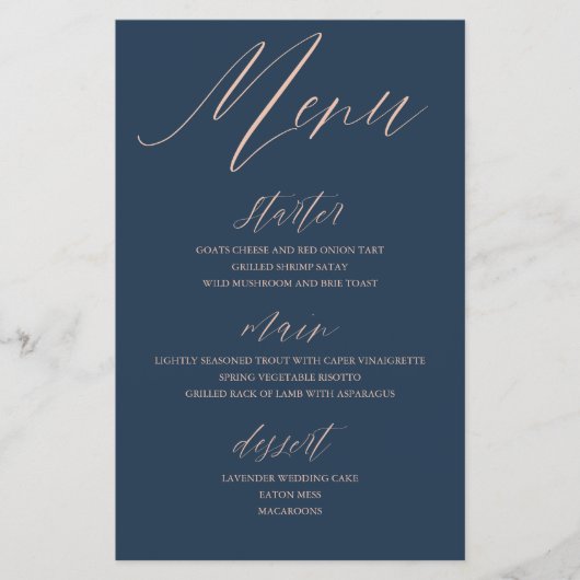 Modern blauw en Roos gouden bruiloft (Voorkant)