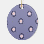 Modern blauw en roze cirkelontwerp keramisch ornament (Links)