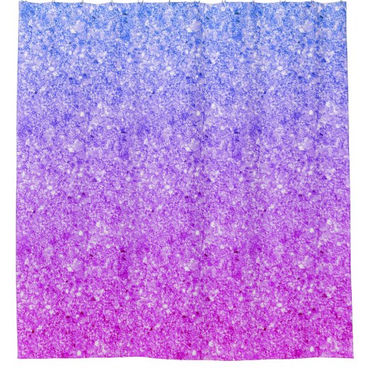 Modern blauw en roze glitter douchegordijn (Voorkant)
