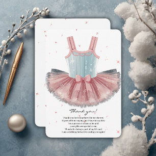 Modern blauw en roze tutu glitter Baby shower Bedankkaart