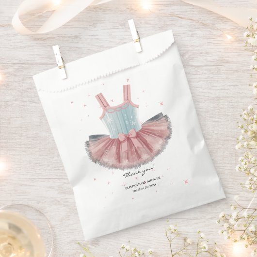 Modern blauw en roze tutu glitter Baby shower Bedankzakje (Geknipt)
