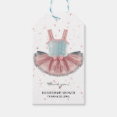 Modern blauw en roze tutu glitter Baby shower Cadeaulabel (Voorkant)