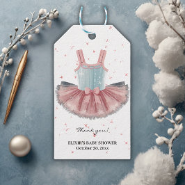 Modern blauw en roze tutu glitter Baby shower Cadeaulabel