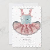 Modern blauw en roze tutu glitter Baby shower Kaart (Voorkant)