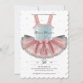 Modern blauw en roze tutu glitter Baby shower Kaart (Voorkant)