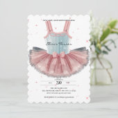 Modern blauw en roze tutu glitter Baby shower Kaart (Staand voorkant)