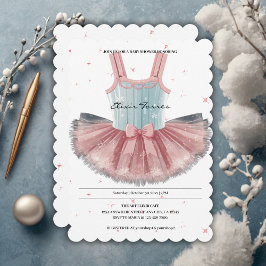 Modern blauw en roze tutu glitter Baby shower Kaart