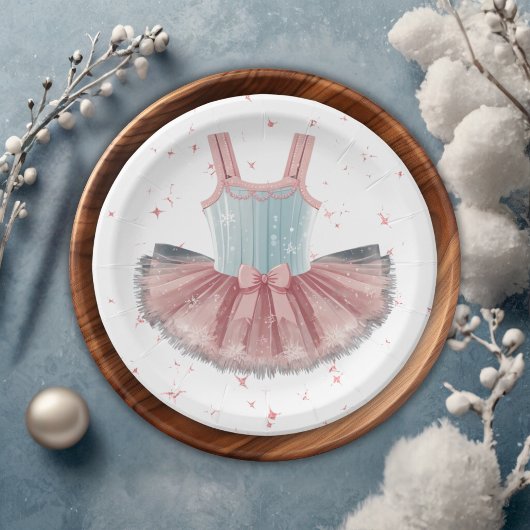 Modern blauw en roze tutu glitter Baby shower Papieren Bordje