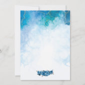 Modern blauw en turquoise waterverf bruiloft kaart (Achterkant)