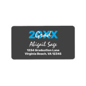 Modern blauw en wit Afstuderen adres Etiket (Voorkant)